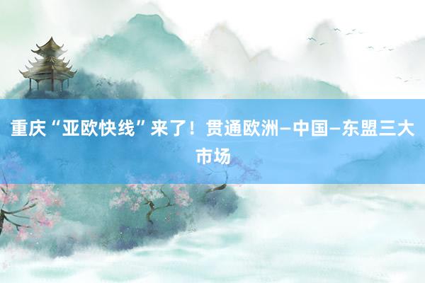 重庆“亚欧快线”来了！贯通欧洲—中国—东盟三大市场